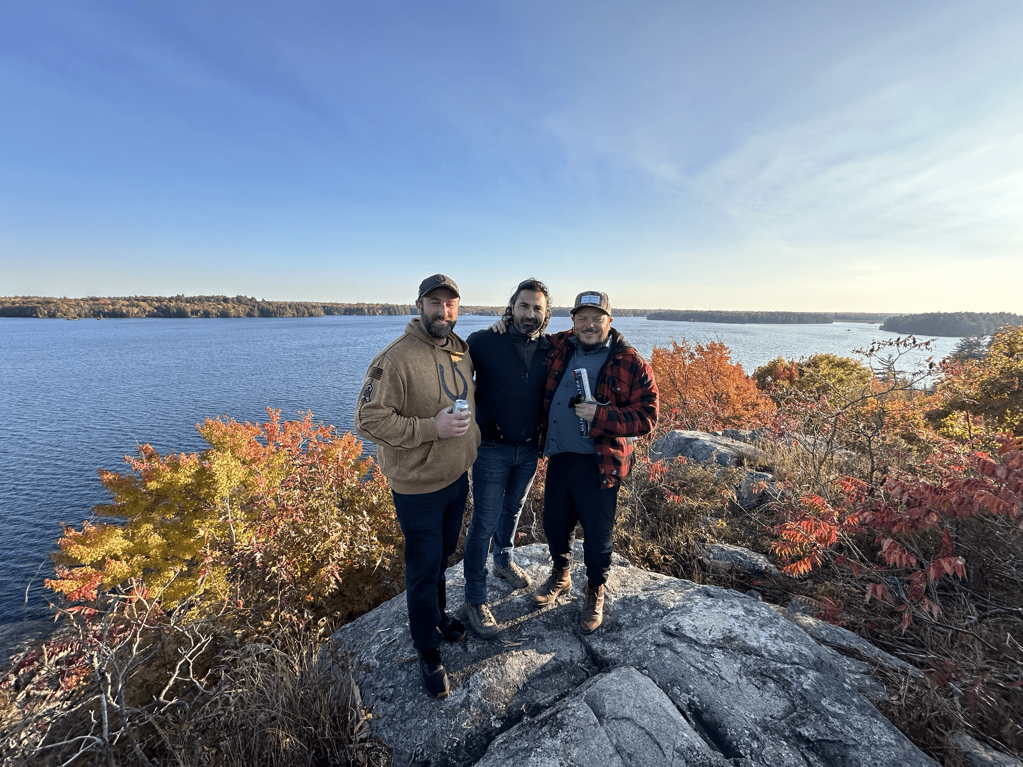 Fall hiking overlook with colourful foliage in North Frontenac