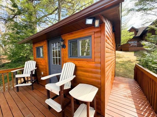 The waterfront bunkie with its own deck and front door